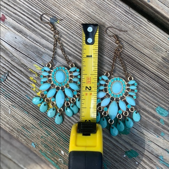 Turquoise boho earrings - Picture 2 of 3